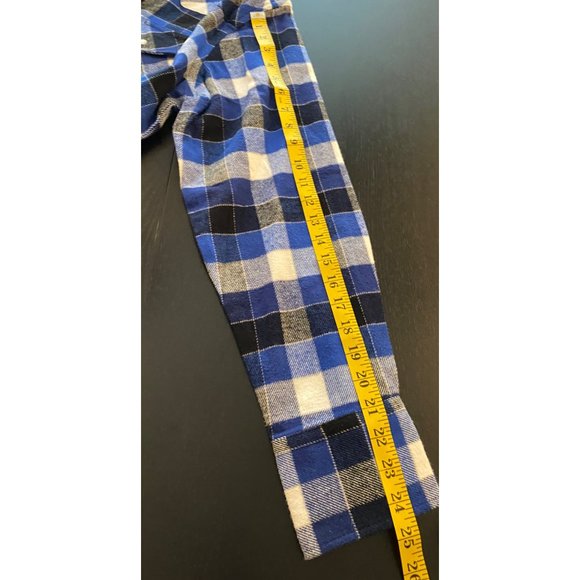 Wrangler Western Shirt Men Large Blue Plaid Flannel Pearl Snap Cowboy Pockets - Picture 11 of 16